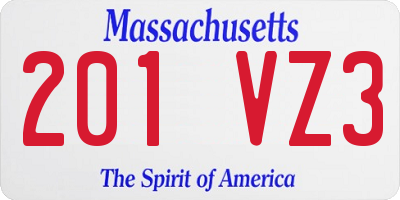 MA license plate 201VZ3