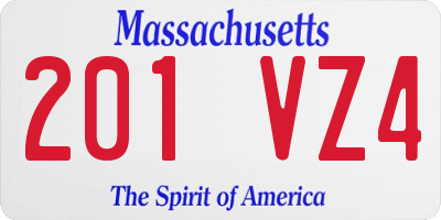 MA license plate 201VZ4