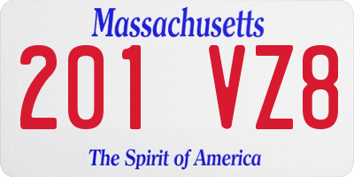 MA license plate 201VZ8