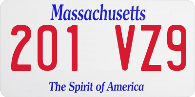 MA license plate 201VZ9