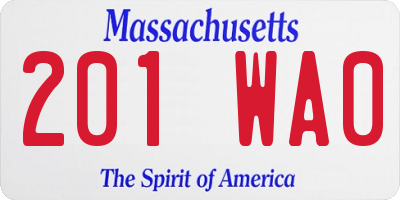 MA license plate 201WA0