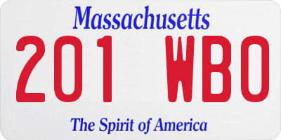 MA license plate 201WB0