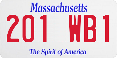 MA license plate 201WB1