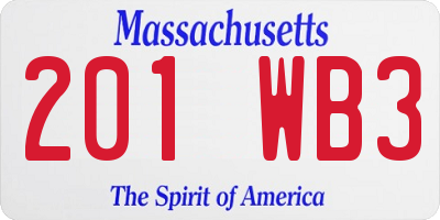 MA license plate 201WB3