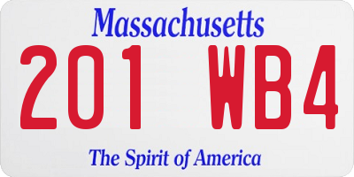 MA license plate 201WB4