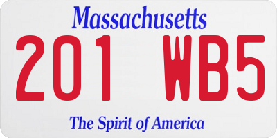 MA license plate 201WB5