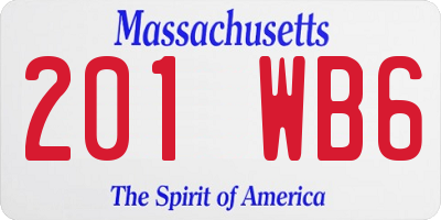 MA license plate 201WB6
