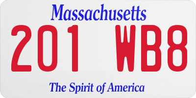 MA license plate 201WB8