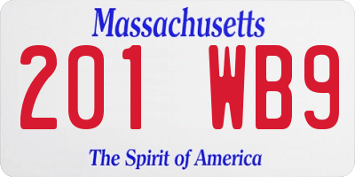 MA license plate 201WB9