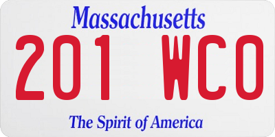MA license plate 201WC0