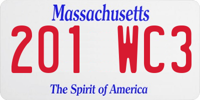 MA license plate 201WC3