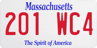 MA license plate 201WC4