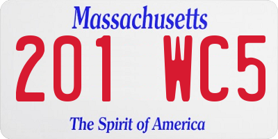 MA license plate 201WC5