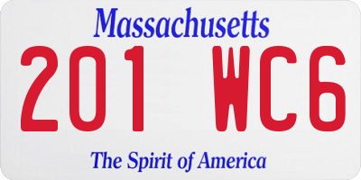 MA license plate 201WC6