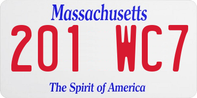 MA license plate 201WC7