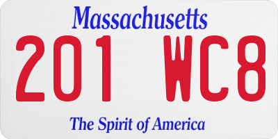 MA license plate 201WC8