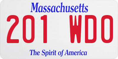 MA license plate 201WD0