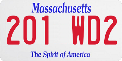 MA license plate 201WD2