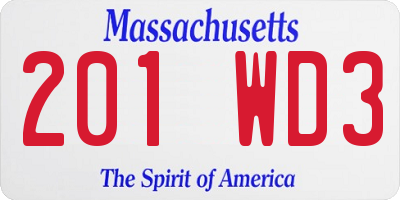 MA license plate 201WD3