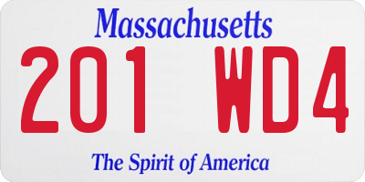MA license plate 201WD4
