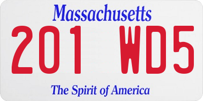 MA license plate 201WD5