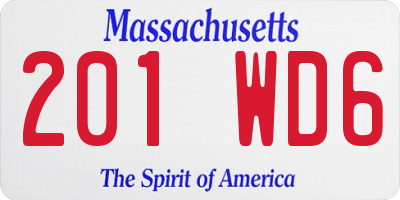 MA license plate 201WD6