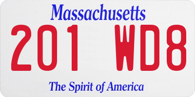 MA license plate 201WD8