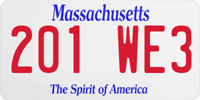 MA license plate 201WE3