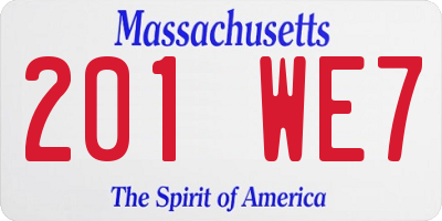 MA license plate 201WE7