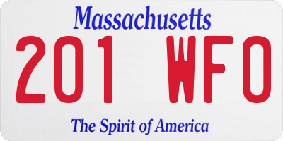 MA license plate 201WF0