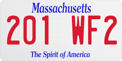 MA license plate 201WF2