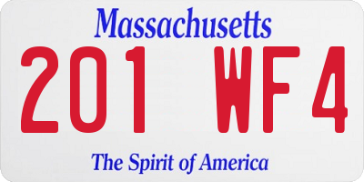 MA license plate 201WF4