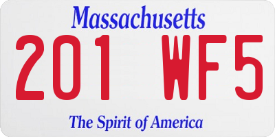 MA license plate 201WF5