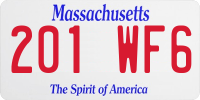 MA license plate 201WF6