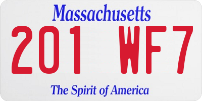 MA license plate 201WF7