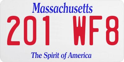 MA license plate 201WF8