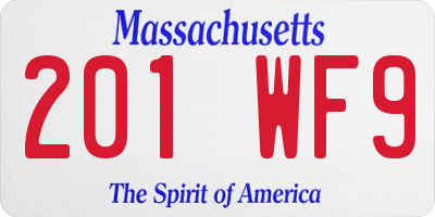 MA license plate 201WF9