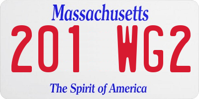 MA license plate 201WG2