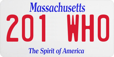 MA license plate 201WH0