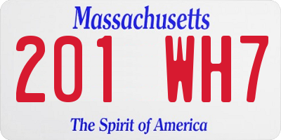 MA license plate 201WH7