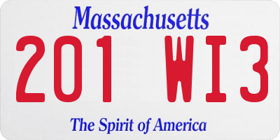 MA license plate 201WI3