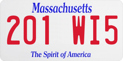 MA license plate 201WI5