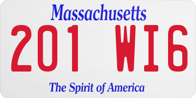 MA license plate 201WI6