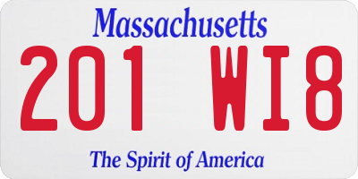 MA license plate 201WI8