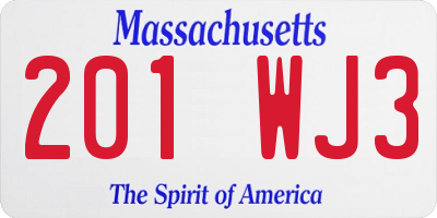MA license plate 201WJ3
