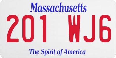 MA license plate 201WJ6