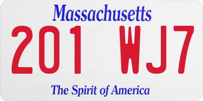 MA license plate 201WJ7