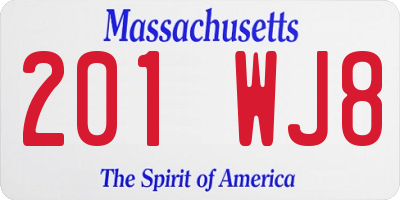 MA license plate 201WJ8