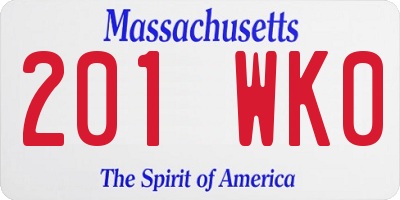 MA license plate 201WK0