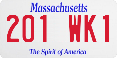 MA license plate 201WK1
